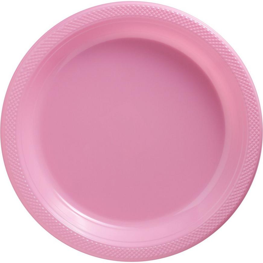 Pink Plastic Dinner Plates, 10.25in, 50ct